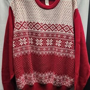 Dockers Red and White Crewneck Sweater